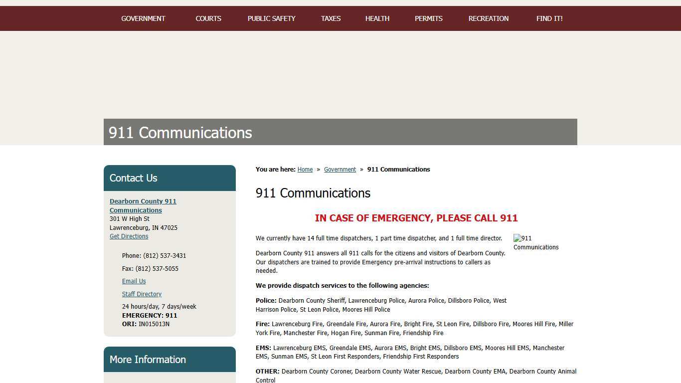 911 Communications / Dearborn County, Indiana